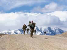 Soldiers endure a 6-mile ruck march during a Utah National Guard Best Warrior Competition at Camp Williams.