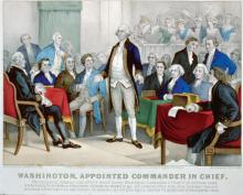 Washington is appointed commander in chief of the Continental Army in 1775 during a gathering of the Second Continental Congress in Philadelphia.