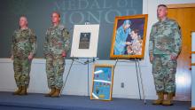 Leaders from the 83rd U.S. Army Reserve Readiness Training Center dedicate an auditorium at Fort Knox, Kentucky, to World War II Medal of Honor recipient Sgt. Ralph Neppel. (Credit: U.S. Army Reserve/Sgt. 1st Class Miranda Newkirk)