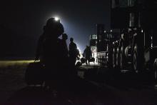 Soldiers with the 49th Transportation Battalion, 13th Expeditionary Sustainment Command, move equipment at Zutendaal Army Depot, Belgium. (Credit: U.S. Army/Bryan Gatchell)