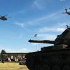 Helicopters from the 4th Combat Aviation Brigade, 4th Infantry Division, fly over Founders Field during a post address at Fort Carson, Colorado. (Credit: U.S. Army/Sgt. David Davidson.)