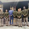 Newly commissioned second lieutenants are among those posing for a photo at South Carolina State University. ROTC program leader Lt. Col.  Antonio Pittman is at far right. (Credit: South Carolina State University ROTC/Cliffasia Jordan)