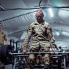 Sgt. Maj. of the Army Michael Grinston does some deadlifts during a visit to Camp Herkus, Lithuania. (Credit: U.S. Army)