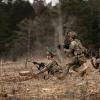 Soldiers with the 173rd Airborne Brigade engage a target during training at Pocek Range, Slovenia.
