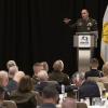 Gen. Andrew Poppas, commanding general of FORSCOM, speaks at the MG Robert G. Morehead National Guard and Reserve Breakfast at the AUSA 2023 Annual Meeting in Washington, D.C., Monday, Oct. 9, 2023. (Carol Guzy for AUSA)
