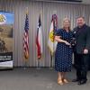 COL (R) Garry Patterson, chapter president and Mary Vrbanc presentation